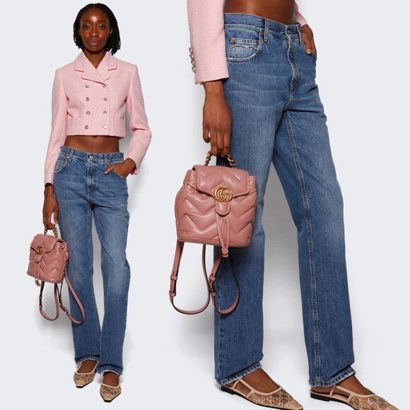 GUCCI BAG 777253 GG MARMONT LOGO BACKPACK PINK QUILTED LEATHER main image 6